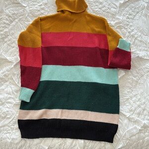Anthropologie Farm Rio de Janeiro Striped Sweater Dress in Rainbow Stripe Lurex.
